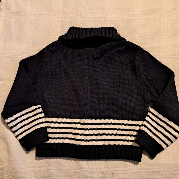 Sarah Louise boys 3 years knit blue and white cardigan with pocket, EUC - Picture 6 of 6